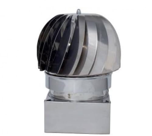 Comignolo Antivento A Base Quadrata In Acciaio Inox Terminale per stufe caldaie e camini per lo scarico dei fumi (20x20 cm)
