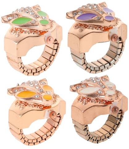 Mikikit Schmuckring Uhr mit Strass, Verstellbar, Zinklegierung, 1 Stück
