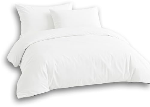 LivinEase Brushed Microfibre King Size Duvet Cover Sets - 100 GSM White Kingsize Duvet Cover with 2 Pillowcases (50x75 cm) - Hotel Quality Hypoallergenic, Easy Care and Comfortable
