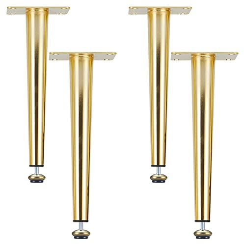 YJRZYQKXKL Tischbeine Höhenverstellbar, 4 Stück Mobelbeine, Gold Tischfüße Höhe: 10-75cm (+10mm) Couchtisch/TV Tisch/Beistelltische/Kommode/Nachttisch Beine Konisch Beine Ersatz Füße (65cm,Gold)