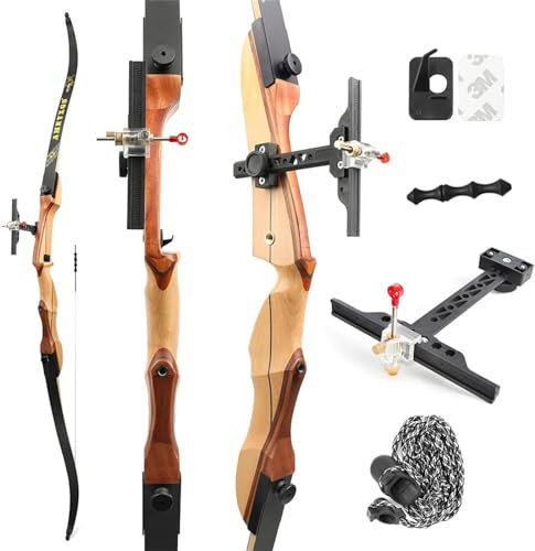 Bogenschießen Recurve Bogen Set für Anfänger Erwachsene 66 68 70 Holzbogen Jugend Bogen Set 14-40lbs Takedown Langbogen Jagd Bogen Sportbogen (68-36lbs, Bogenset 1-Schwarze gliedmaßen)