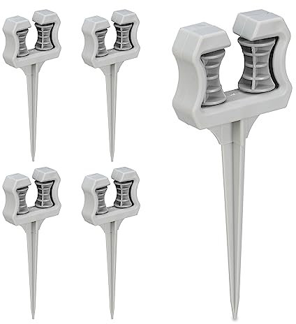 Relaxdays Ancoraggio Tubo da Giardino, Set da 5 Supporti, Guida Irrigazione, Picchetti Prato, HLP 26x10x3,5 cm, Grigio, 26 x 10 x 3.5 cm