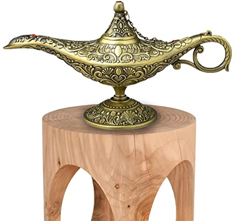 Geruwam Vintage Aladdin Wunderlampe - Hochglanzpolierte Aladdin Genie Lampenverzierung | Vintage Legend Lampe für Zuhause/Hochzeitstischdekoration