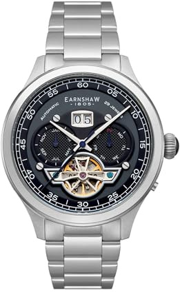 Thomas Earnshaw Baron ES-8187 Herren-Automatikuhr mit Lederband 43 mm