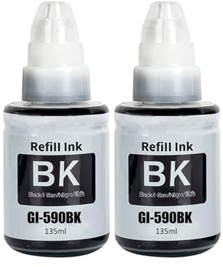 SHUOLEI GI-590 GI-490 Tinte Kompatibel mit Canon GI590 GI490 Tintenbehälte Multipack für PIXMA G1400 G1410 G2400 G2410 G3400 G4400 G4411 G1500 G1510 G2500 G2510 G3500 G3510 G4500(2-Pack,2 Schwarz)