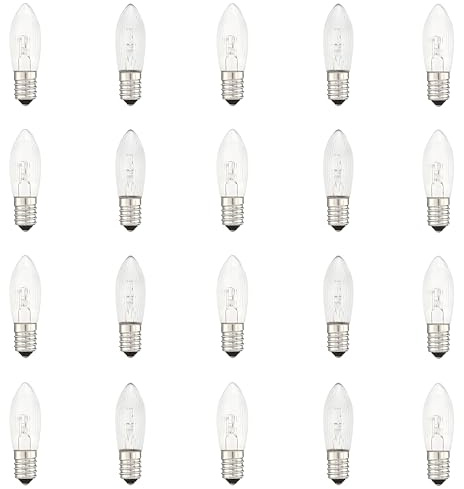 GutReise 20pcs AC E10 Replacement Light Bulbs for Candle Arch,Fairy Lights,Light Chains 12V 23V 34V 48V 55V 3W 2700K (34V)