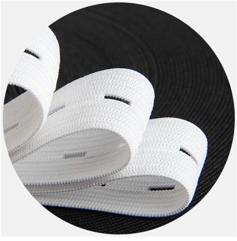 25 Metros/Cinta Elástica con Ojales para Costura, Goma Elástica para Coser, Elástico para Ropa y Manualidades, Elástico de Costura, (Blanco, 25 mm)