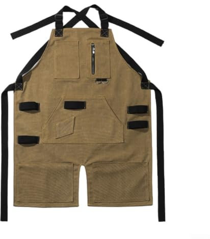 RANRAO Schürze aus , strapazierfähig, dickes , Latzschürze, Camping, Werkstatt, Arbeit, multifunktionale Arbeitsschürze, Ingenieure, Tischler, Malschürze, Wie abgebildet, Khaki