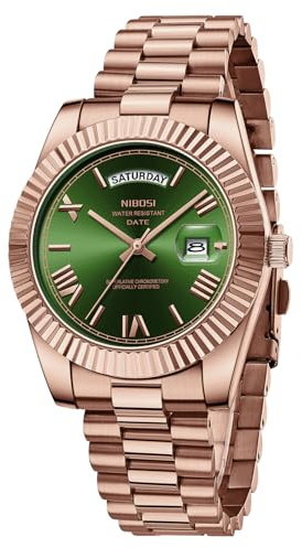 NIBOSI Herrenuhr Analoge Quarzuhr Roségold Silber Tag und Datumsanzeige | Wasserdicht Edelstahl Uhren für Herren Männer Business Casual Klassiker Armbanduhr