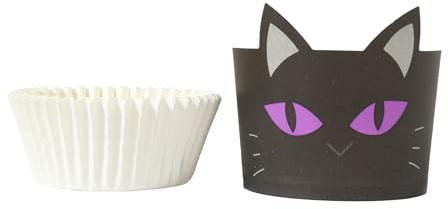 PME Halloween Kartonbackformen mit Cupcake-Förmchen - Schwarze Katze (12er-Set)