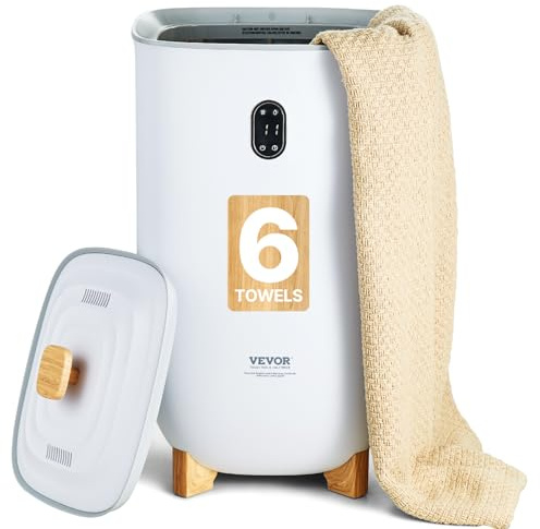 VEVOR 35L Grande Scaldasalviette Secchio con Schermo LED, Funzione di Asciugatura, Timer Regolabile, Accappatoio, Coperta Pigiama, Spegnimento Automatico, Scaldasalviette Intelligente Bianco