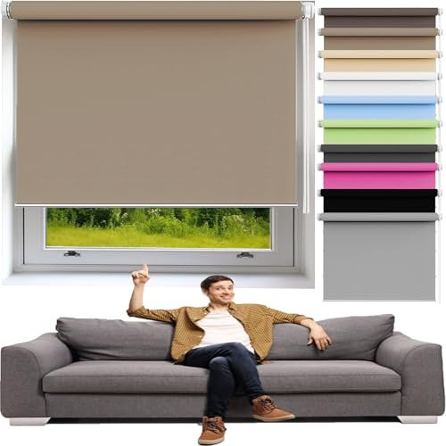 Fensterrollo Verdunkelnd 40 x 170 cm Verdunkelung Rollos Sichtschutz Und Sonnenchutz Tenebra Thermorollo Rollo für Fenster Und Tür, Braun