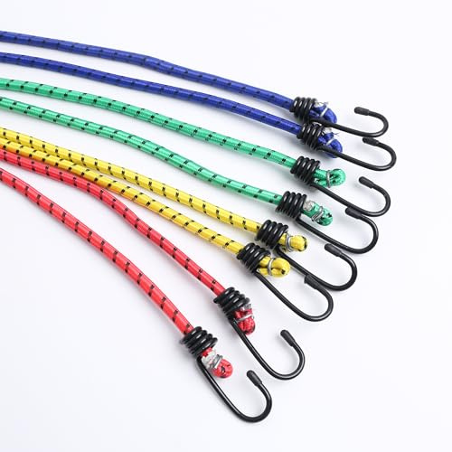 Roadtofree 8 Pack Bungee Cords with Hooks,Elastic Bungee Straps,Includes 40,32, 24, 16,Heavy Duty Outdoor Bungie Straps to Packing for Tent,Camping,Fastening Items,Storing Packages