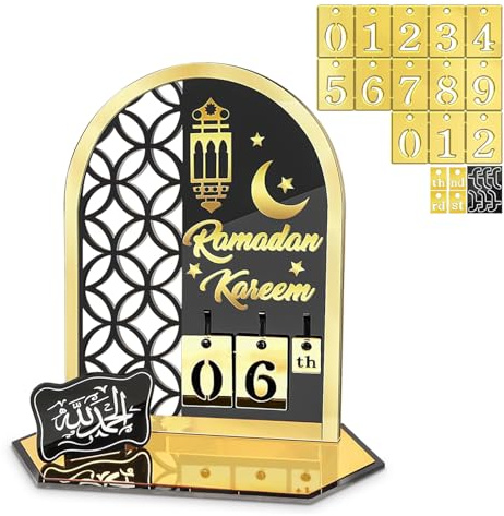 Ramadan Mubarak Adventskalender,Ramadan Kalender, Eid Mubarak Dekoration DIY Ramadan Dekoration,Ramadan Adventskalender,Acryl Eid Mubarak Countdown,Ramadan Geschenke für Haus Büro Tischdekorationen