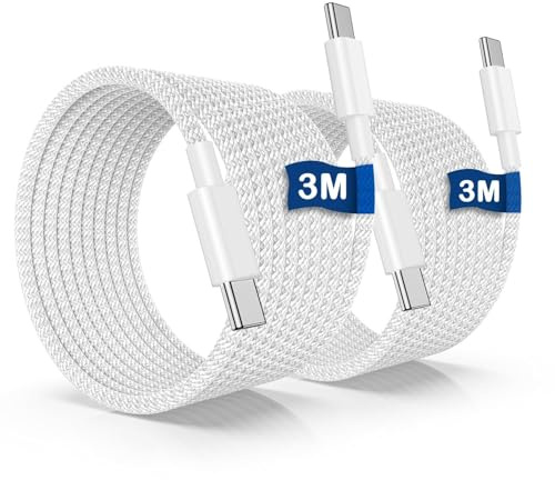 Câble USB C Charge Rapide iPhone 17/16/15, 3M USB C Cordon de Chargeur pour Apple, 3 Mètres Câble Type C vers C Charge Rapide pour Apple iPhone 16/16 Pro/16 Pro Max/15/15 Plus/15 Pro/15 Pro Max