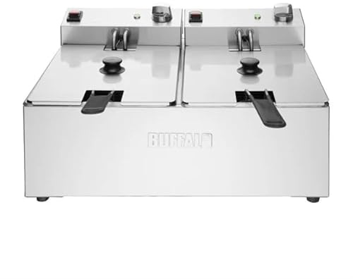 Buffalo Countertop Double Electric Fryer, 2x5Ltr, 5Ltr | Delivers rapid, even heat distribution across independent tanks built for heavy-duty commercial cooking.