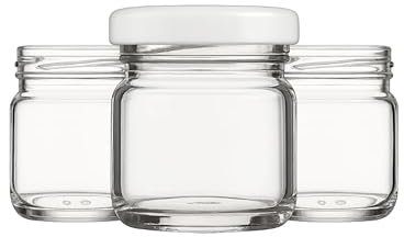 made in home - Mini vasetti da 40 ml, vasetti per conserve, spezie, con tappo a vite, barattolo per prova, barattoli per marmellate, piccoli barattoli di miele, bicchieri rotondi (coperchio bianco, 40
