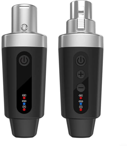 UTTASU 2,4 G kabelloser Mikrofon-Konverter, XLR-Sender, Empfänger-System, Metall-Schnittstelle, dynamische Mikrofon-Audio-Übertragung, 50 m Reichweite, wiederaufladbar, 8–10 Stunden Akkulaufzeit
