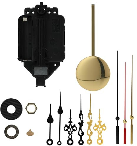 Riybyds Mecanismo De Reloj De Cuarzo con PéNdulo, Movimiento De Reloj A Pilas con 3 Pares De Manecillas Diferentes,Piezas De PéNdulo De Bricolaje, para ReparacióN Y CreacióN De Relojes De Pared