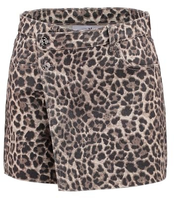 Hailys Damen Mini Jeans Hosenrock Skort La44nia Jeansrock Shorts Leopard-Muster QF-2409035 Leo (7878) L