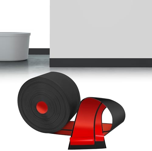 LIHIQIYA Battiscopa flessibile autoadesiva, nero, 6 m, battiscopa adesiva in PVC, battiscopa autoadesiva, flessibile, flessibile, pieghevole, adatto per cucina e bagno, cornice in PVC autoadesiva, 50