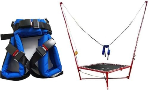 Bungee Trampolin Gurt Für Kinder Erwachsene Trampolin Sicherheitsgurt Mit Elastischem Seil Zubehör Schnalle Springen Mit DREI Haken Schnalle Sicherheitsgurt, Blue, S