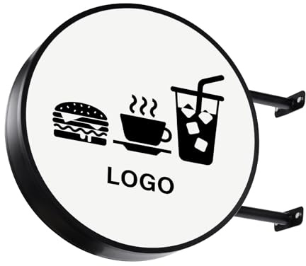 50cm LED Leuchtkasten Rund Beleuchtete Projektionsbeschilderung Aluminiumrahmen Beidseitig Wasserdicht Leuchten die Beschilderung Geschäften, Beleuchtung Cafés Erinnerungsleuchten Bars