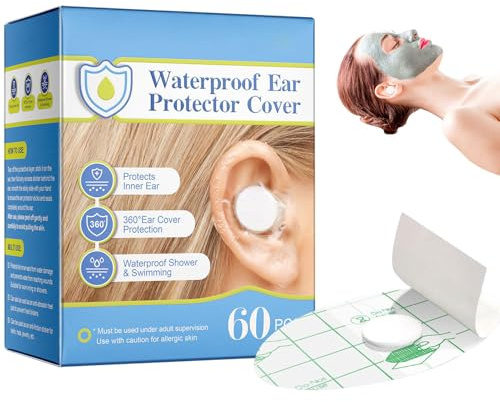 Pegatinas para los oídos de ducha para niños – 60 piezas pegatinas para | orejas de natación para shower impermeables | para los oídos para el baño, la ducha, el surf