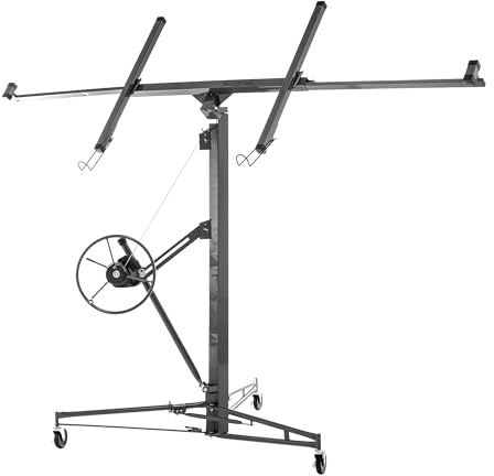 Jaxilyn XXXL Plattenheber Traglast bis 68 kg Arbeitshöhe 170-440 cm Max. Breite 2,90 m, 1-Mann-Bedienung Trockenbau Montagehilfe Mit 3 Bremse-Rädern für Innenausbau Grau