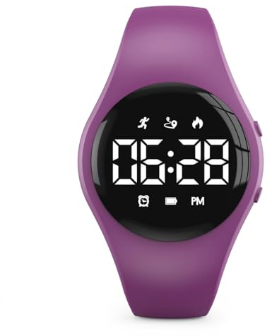 Focwony Kids Led Digital Fitness Tracker Watch,Pedometer Wristwatch | Gift for Children Boys Girls Teens, IP67 Waterproof, Vibrating Alarm Clock, Stopwatch, Calendar, Silicone Strap