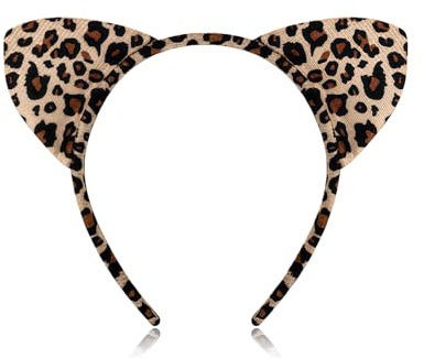 Lyramis Leoparden Ohren Haarreif,Leopard Ohren,Leo Haarreif,Katzenohren Stirnbänder Leopardenohren Headband Kopfschmuck für Erwachsene Halloween Fasching Karneval Cosplay Party Dekoration Zubehör