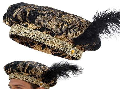 Hozaenwa Renaissance Hut Herren | Renaissance Cosplay Kostüm Kopfschmuck,Tudor Kostüm Zubehör - Für Mittelaltermarkt Festival Karneval Hochzeit Maskerade Kostümparty