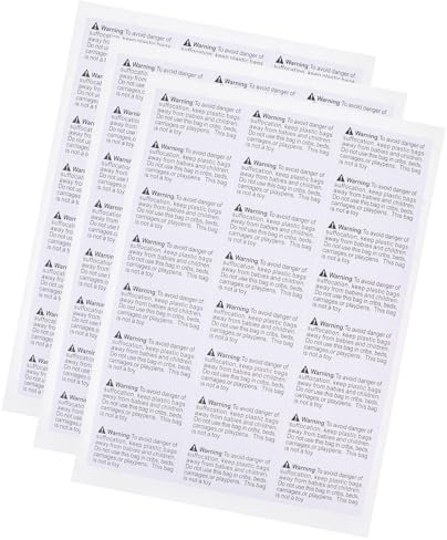 LOORGVEL Étiquettes Autocollantes D’avertissement de Suffocation Blanches 65 X 35 Mm, Lot de 1000 Pièces, Adhésives pour Paquet Plastiques et Emballages, Signalisation Sécurité Emballage