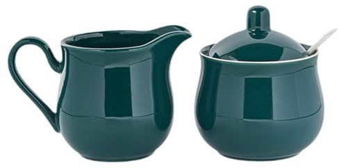 AFXGUSD Set di Zuccheriera E Lattiera in Ceramica - Accessori per Il Caffè Pratici, Robusti E Decorativi - Brocca per Il Latte, Verde
