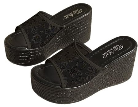 Cocila Claquette Femme Confortable Compensées D'Été Pour Femmes En Paillettes Commerce Extérieur Bout Ouvert Talon Compensé Pantoufles Décontractées Mules Orthopédiques Été Chaussures Ete