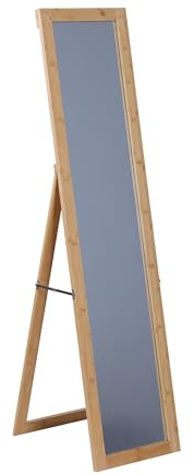Relaxdays Spiegel, 155 x 37 cm, 2in1 Standspiegel & Wandspiegel, Bambusrahmen, Flur, Wohnzimmer, Schlafzimmer, Natur