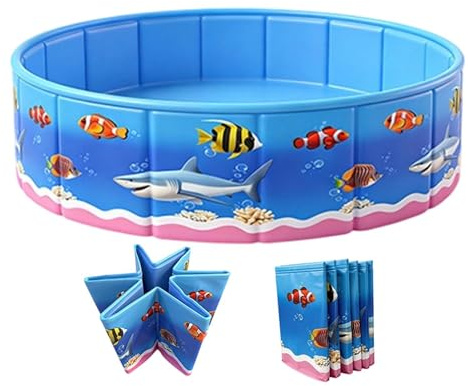 Piscine Extérieure | Piscine Hors Sol Pataugeoire Ronde Bac Rond Rigide À Motif,Piscines pour Chien Et Enfant sans Gonflage,Idéale pour Terrasse Jardin Été Jeux d'eau,120x45cm