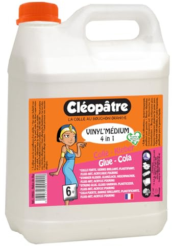 Cléopatre - Vinyl'Medium 4 en 1 - Pegamento, Barniz, Médium, Acrylic Pouring - Barniz cola Multimaterial - 5KG