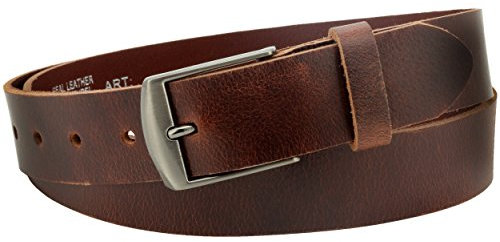 Vascavi Ledergürtel aus Büffelleder, Made in Germany, braun, ca. 35mm breit und ca. 3-4mm stark, kürzbar, Gürtel, Vollledergürtel, Jeansgürtel, Herrengürtel, Damengürtel, (105 cm Gesamtlänge 115 cm)