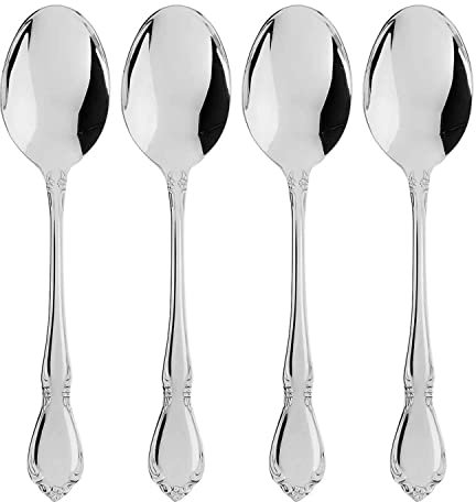 Oneida Chateau 8 1/4 18/8 Stainless Steel Extra Heavy Weight Tablespoon/Serving Spoon, Set of 4