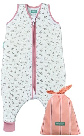 molis&co - Baby Schlafsack mit Füßen 0.5 TOG - Sommerschlafsack für Jungen - Kinder Babyschlafsack mit Beinen - 100% Baumwolle (Oeko-TEX 100), Premium Qualität - Bloom Pink (70 cm)