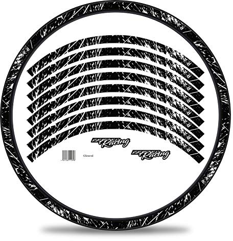 Finest Folia 16-delat set fälgkantsdekal klistermärke för cykelfälgar i racingdesign komplett set för 27 tum 29 tum för vägcykel mountainbike MTB balanscykel RX024 (vit, glans)