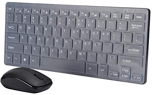 Goshyda Juego de Mouse con Teclado inalámbrico, 2.4G USB Wireless Ultra Slim Keyboard Mouse Combo Home Office Business Teclado/Ratones con Protector de Teclado, para computadora de Escritorio(Negro)