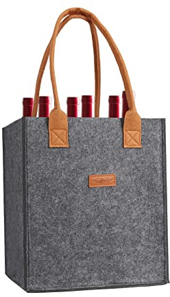 LIFEBEAUTY 6 Bottle Wine Tote Bag, Insulated Thermal Padded Wine Bottle Carrying Cooler Carrier for Travel, Picnic, Great Gift for Wine Lover (Grey)