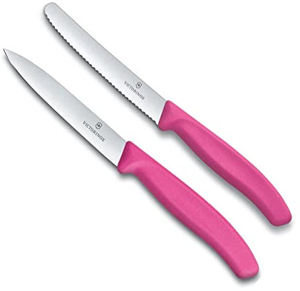 Victorinox - 2-tlg. Starter Gemüsemesser Set 10cm - gerader und Wellenschliff - Swiss Classic - pink - spülmaschinengeeignet