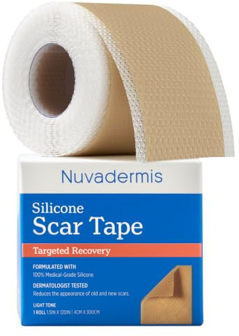 NUVADERMIS Silicone Scar Sheets for Surgical Scars - 120 x 1.5 Roll - Medical Grade Silicone Scar Tape and Face Tape for Wrinkles, Keloid Scars, and Hypertrophic Scars - Reusable - 1 Pack