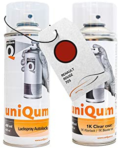 uniQum Spraydose Autolack + Klarlack für RENAULT ROUGE 705 Autolack Reparatur 2x 400 ml