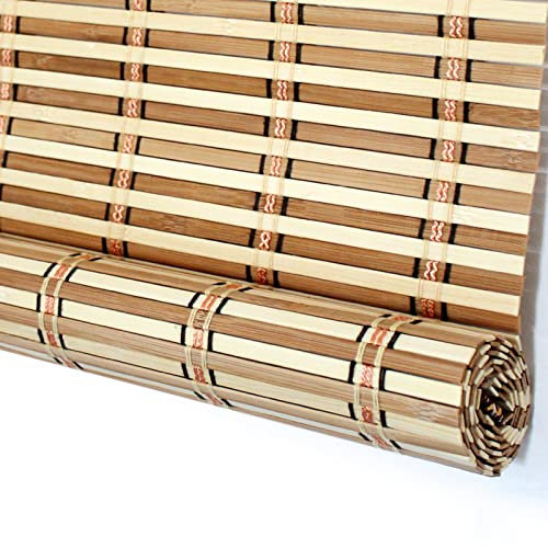XIAODANHUA Dekorativ Bambus Rollo Sichtschutz Verdunkelungs Bambusrollo Natürlicher Jalousine Staubdichter Seitenzugvorhang UV-Beständige Raffrollos, Personalisierbar (110×250cm)