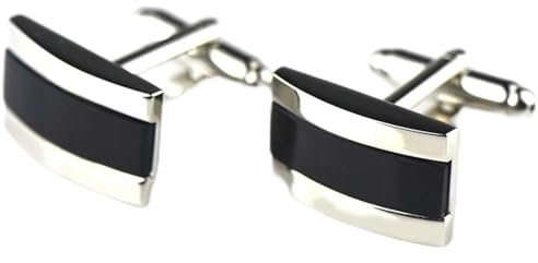 Stfery Manschettenknöpfe Herren Hochwertig, Manschettenknöpfe Schwarz Silber Stil 5 Kupfer Cufflinks Rechteckig Schmuck Geschenk