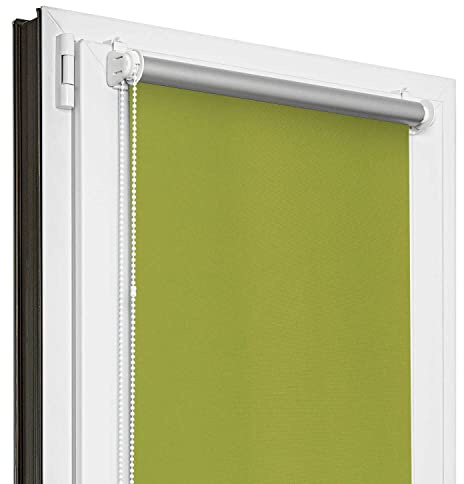 Estika Verdunklungsrollo Thermorollo ohne Bohren - 110 cm x 120 cm - Grün - 13 Stofffarben, Rollos für Fenster ohne Bohren, Klemmfix-Rollos für Innenfenster (110 cm Stoffbreite)